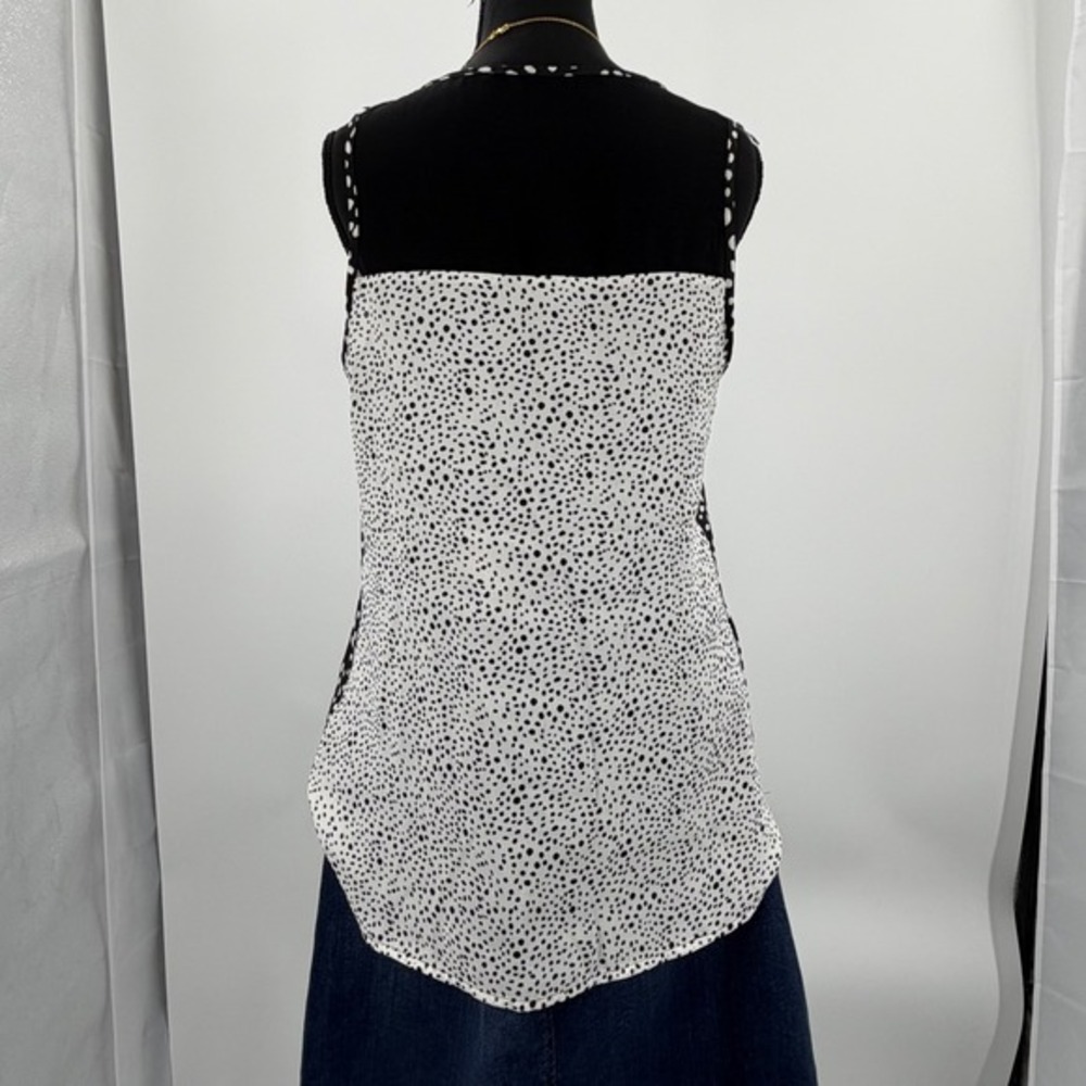 Express Sheer Black White Abstract Print Sleeveless Blouse Women's Small Career - Picture 5 of 10